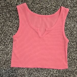 Pink Sleeveless Ribbed Top
